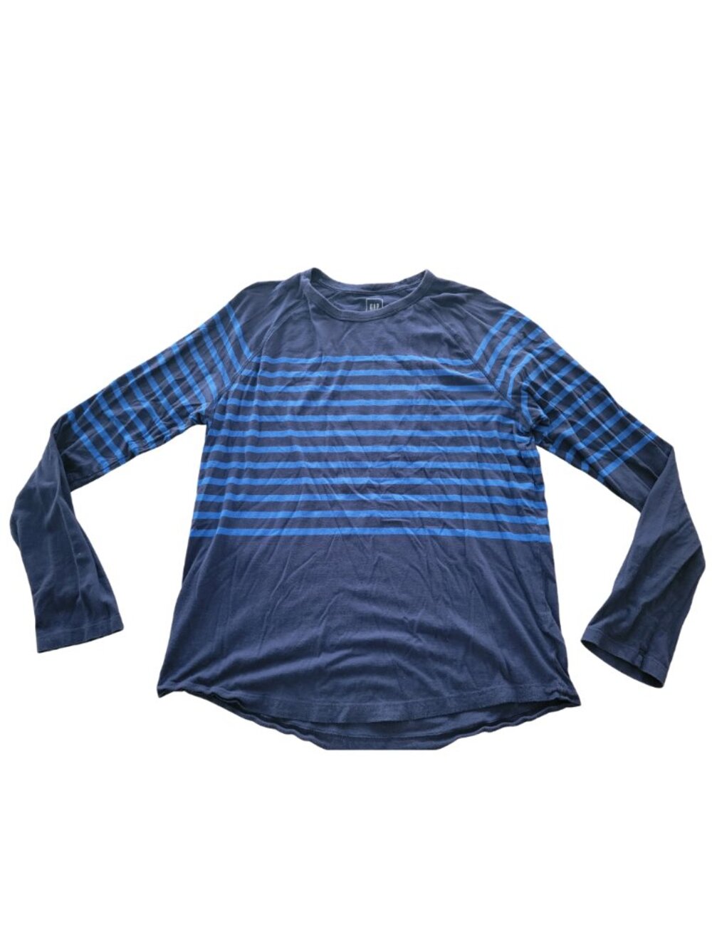 Gap Vintage Wash Long Sleeve Scoop Neck Blue/Navy Stripe T Shirt/Top